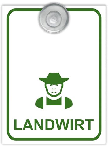 Indigos UG - Schild Landwirt - 9x12 cm - Aluverbundplatte mit Saugnapf - Innenbefestigung für Ihr Auto - UV-Beständig - Einsatzschild - Hinweisschild - Warnschild
