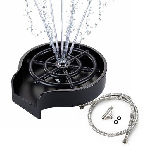 Rince-Verres, Nettoyeur de gobelets, Outils de Nettoyage pour évier de Cuisine, rince-Verres Automatique pour Bar, Cuisine et évier.(Black(ABS))