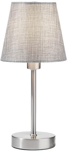 casa NOVA Tischlampe - H 32 cm - Grau - Nickelfarben - Metall - Stoffschirm