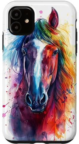 Buntes Pferd Aquarell Pferd für Pferdeliebhaber Hülle für iPhone 11