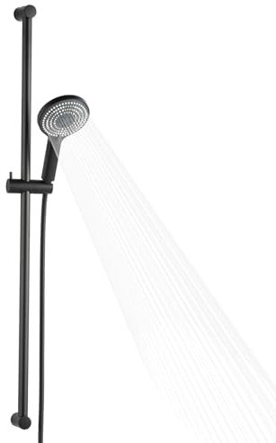 OFFO Shower Slide Bar with 6 Modes Shower Head Set, 1.5m Stainless Steel Hose,Adjustable 100cm Riser Rail and High Pressure Handheld Showerhead,Matte Black