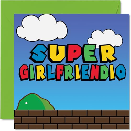Stuff4 Geburtstagskarten für Freundin – Super Girlfriendio – lustige Happy Birthday Karte für Freundin vom Freund, Partner-Geburtstagsgeschenke, 145 mm x 145 mm, Witz-Grußkarten für Frauen und sie