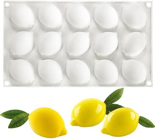 Moules de chocolat Moules de bonbons en silicone 3D Moules fondants en forme de citron 15 cavity moules de collation de fruits non coloculaire