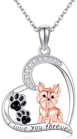 JERWLI Dog Lover Gift 925 Sterling Silver Dachshund/Greyhounds/Yorkie/Corgi/Schnauzer/Chihuahua/Dalmatian/Paw Prints Pendant Necklace Cute Dog Jewellery For Women Female Lover