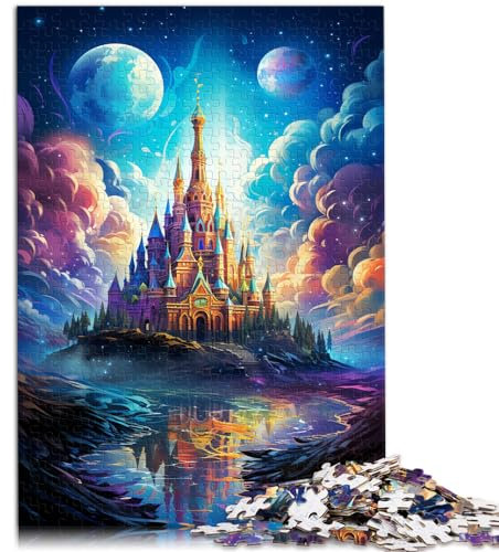 Puzzlespiel „Fantasy-Gemälde eines Schlosses“, 1000-teiliges Puzzle für Erwachsene, Holzpuzzle ganze Familie und Dieses (50 x 75 cm)