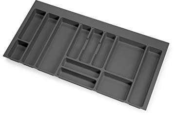 Emuca - Cutlery Organizer, kitchen drawer organizer, cutlery tray, 12 compartments, 100cm module, Plastic, Anthracite Grey