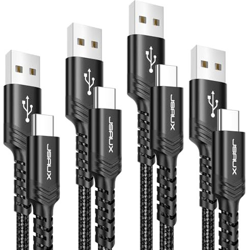 JSAUX USB C Kabel [4 Stück 1M+1M+2M+3M], USB C Ladekabel Typ-C Schnellladekabel Kompatibel mit iPhone 17 16 15 Pro Max, Samsung Galaxy S24 S22 S20 Note 20 A54 Pixel 8 7, Switch 2, CarPlay, Schwarz