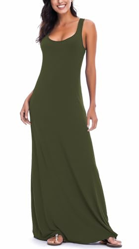 Mujeres Verano Informal Playa Sin Mangas Maxi Vestido Sólido Chaleco Largo Vestido
