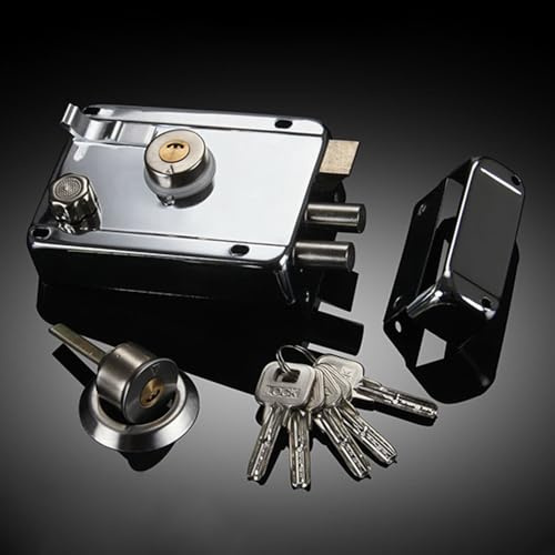 Nightlatch Lock with Keys, Solid Stainless Steel Rim Cylinder Lock High Security Night Latch Locks for 30 to 50mm Thick Gate Shed Doors - Left