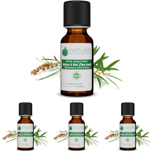 Voshuiles - Huile Essentielle Arbre à Thé - 20ml - Parfum Légèrement Piquant, Citronné, Boisé et Terreux - 100% Pure et Naturelle - HEBBD - Entreprise Française (Lot de 4)