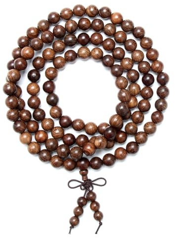 Miunpri Mala Beads 108 8mm, Buddhist Prayer Beads Bracelet Natural Wood Tibetan Worry Bead Necklace For Men Women Wrap Bracelet Hand Knotted Buddha Yoga Meditation Accessories Jewellery Gift