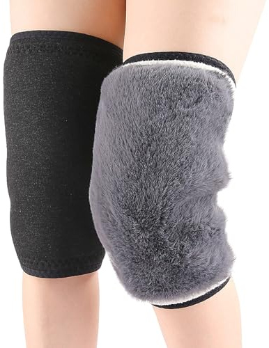 JIAHG Unisex Winter Cozy Knee Warmer with Thick Soft Faux Fur Fleece Lining Women Adjustable Warm Thermal Knee Pads Cold Weather Breathable Cycling Leg Warmers for Outdoor Ski Hiking Camping
