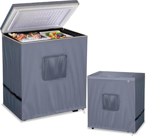 Eivdru Funda para congelador Profundo, Cubierta Impermeable con protección UV con Cremallera, Ideal para refrigeradores de Bebidas al Aire Libre e Interior