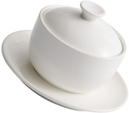 BEBEMOKO Tazón de cerámica para estofado, tapa para sopa, olla de vapor, olla de cocina, olla de estofado de cerámica
