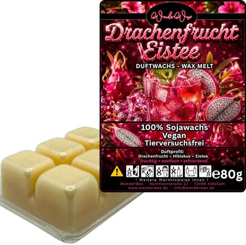 WonderWax® Duftriegel 6 x Duftwachs Würfel Weiß Drachenfrucht Eistee | Farbe: Weiß | Raumduft für Duftlampen, Wax Melt, Sojawachs, Indoor Duftöl Wachs schmelzen für Aromalampe