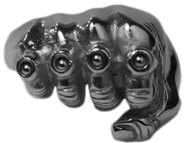 925 Solid Silver Fist Ring & Knuckle Duster With Ball Bearings Platinum Dipped