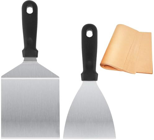 Pfannenwender Edelstahl für Smash Burger, Grillspachtel Grillspachtel Set Grill Spachtel Plancha Spachtel for Grillen, Smash Burger, Fisch, Steaks, Grill Geschenke für Männer