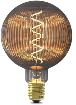 CALEX LED Lampe E27, G125, Flex Filament, Smoke, 1800K Warmweißes Licht, Dimmbar