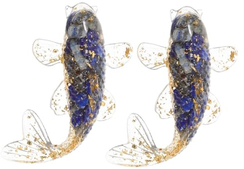 BESPORTBLE 2 Piezas Estatua de de Cristal Figuras de Pescado pequeña pecera estatuilla de soplado de Colores Figura Decorativa de artesanías de Piedra Grava de Cristal Blue