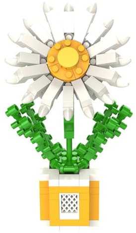 Bloques de construcción con pinza, bloques de flores, no compatibles con Lego, plantas bonsai, decoración de habitaciones, manualidades, regalos creativos para niñas de 8 a 16 años, margarita