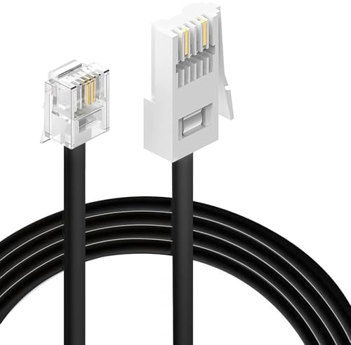 HAWAKA Telephone Extension Cable For Home&Office,1PC 5M Bt Phone Line Plug To Rj11 Male Crossover Telephone Cable,2 Pin 6p2c Lead For Landline,Modem,Fax