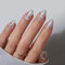 BTArtbox Press On Nails Short - Pearl Accents Chrome Almond False Nails with Glue, Opaque Soft Gel Stick On Nails for Women in 16 Sizes - 32 Fake Nail Kit, Tidal Pearl