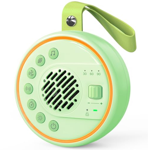 Lemnoi White Noise Machine Tragbare Einschlafhilfe Babys Geräuschmaschine weißes rauschen mit 22 beruhigende Klänge,Einschlaf-Timer und Nachtlicht,USB Wiederaufladbar,Bluetooth-Lautsprecher