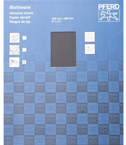 Pferd ECO W Paper Backed Abrasive Sheet, 9 x 11, Water Resistant, 320 Grit, Silicon Carbide (Pack of 50) - Part 46358