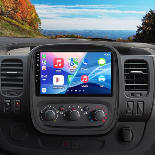 4G+64G Android 13 Car Radio for Vauxhall Vivaro B 2014-2019 Double Din 9 Inch Touch Screen Car Stereo with Wireless Carplay Android Auto Bluetooth WiFi GPS SWC FM RDS Backup Camera Mic