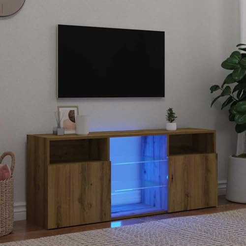 Refined Mueble TV Luces LED Madera ingeniería Roble Artisan 120x30x50cm