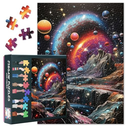 Planeten Puzzles 1000 Stücke Für Erwachsene Dekompressionsspiele Heimdekor Planeten Sterne Galaxien Universum Puzzles Für Erwachsene Geburtstagsfeier Geschenke Für Puzzleliebhaber 50cmx70cm