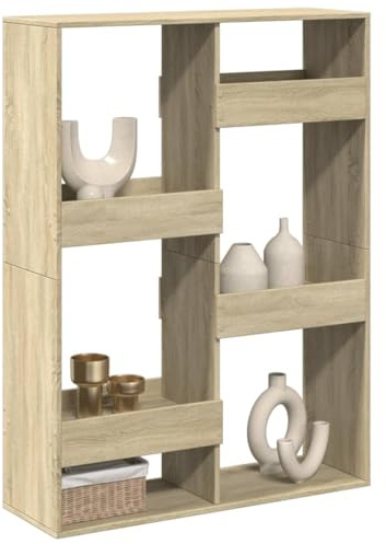 Frdhee Büro Schrank Stufenregal, Raumteiler -Eiche 100x33x135 cm Holzwerkstoff für Deko, Fotos, Pflanzen