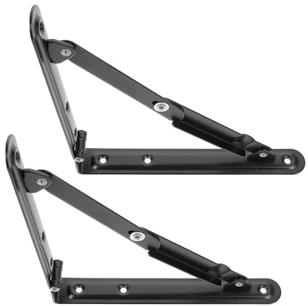 Ipetboom Heavy Duty Wall Bracket Hinges Black Folding Supports 2Pcs for Garage Workshop Foldable Wall Mounted Laundry Tables