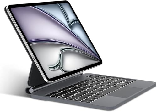 WINCHKING Magic Keyboard für iPad Air 11 Zoll (M4/M3/M2) 2026/2025/2024 | 7 Farben Beleuchtete, Magnetisch Bluetooth Tastatur mit Trackpad, QWERTZ Layout, Freischwebendes Ständer Design, Schwarz3
