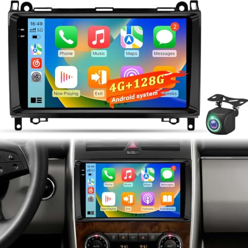 4+128GB Android Autoradio für Mercedes Benz A/B/V Klasse & Sprinter Vito Viano, Wireless CarPlay Android Auto, WiFi GPS Navigation Bluetooth USB Touchscreen Radio + Rückfahrkamera