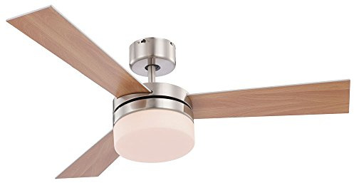 GLOBO Deckenventilator Ventilator Fernbedienung Beleuchtung Deckenlampe Deckenleuchte Fernbedienung Metall Glas MDF Vor Rücklauf Flügel wendbar Alana 0333