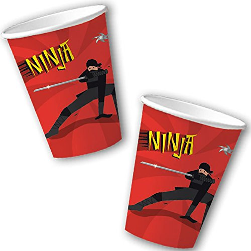 DH-Konzept 8 Becher * Ninja * für Party und Kindergeburtstag Pappbecher Partybecher Cups Party Fete Set Kämpfer Fighter