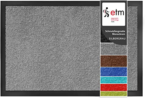 etm Dirt Trapper Door Mat - Highly Absorbent Non Slip Mat | Mono | for Indoor and Outdoor Use | Grey - 40 x 60 cm