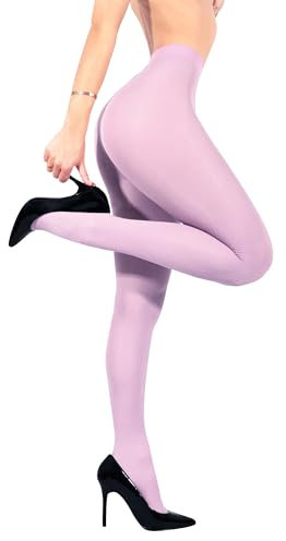 sofsy Viola cipria Collant Donna 40 Den in Microfibra Opaca - M - Tights Modellanti Antiscivolo con Fascia Vita Rinforzata, Tinta Unita per costumi da Daphne