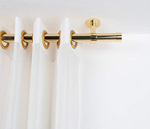 InCasa Gardinenstange Ø 28 mm ohne Ringe, Länge: 200 cm, Glanz Messing – komplett