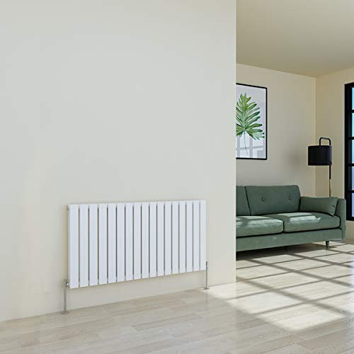 Warmehaus Horizontal Designer Radiator Flat Panel Modern Heating Double White Radiator 600 x 1158mm