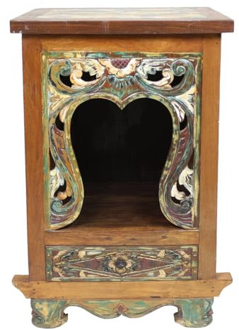 Oriental Galerie Schrank Altar Kommode Dielenschrank Holzschrank Thailand Akazienholz Schnitzerei Shabby Chic Vintage Look 100cm