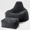Lounge Pug - Gaming Sitzsack Sessel mit Hocker - Cord Schwarz - Teardrop - Sitzsack Sessel