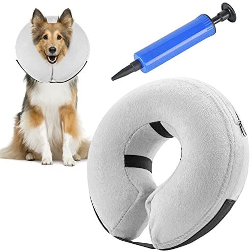 AKOFIC Collar de Recuperación Inflable para Perros, Collar de Protección Ajustable Hinchable de Mascota Perro, Cono de Cuello Isabelino para Perros Gatos Mascotas Recuperación de Cirugía o Heridas