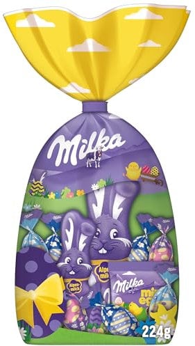 Milka Ostermischung 1 x 224g I Oster Schokolade Mix-Beutel I Ostergeschenk Schokolade I Süßigkeiten zu Ostern aus 100% Alpenmilch Schokolade I Einzelpackung