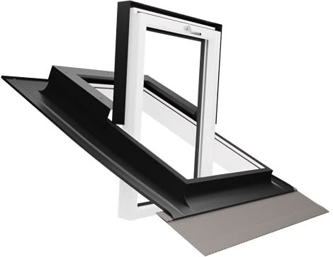 Emica - Finestra da tetto apertura Bilico in Alluminio | Linea Habitat con Vetrata basso emissivo Certificata CE | Interno Legno Abete Colore Bianco | Apertura a 140° (45x55 Base x Altezza)