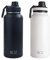 BOZ Trinkflasche Edelstahl – Trinkflasche Edelstahl 1l – Auslaufsichere Thermosflasche 1l – BPA-freie Isolierflasche – Trinkflasche Kohlensäure geeignet – Trinkflasche für Sport (Schwarz/Weiss)