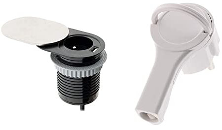 Bloc Prise encastrable Compact à glissière avec Port USB - Otio & Fiche mâle 2P+T 16A Extra Plate Blanc - Zenitech