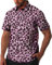 fohemr Hommes Léopard Chemise à Manches Courtes Button Down Motif Animal Tigre Chemise d'été Rose 4X-Large
