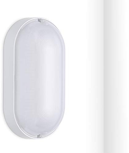 Oktaplex lighting Kellerlampe LED mit Durchgangsverdrahtung 9W 4000K Neutralweiß 800lm IP65 Kellerleuchte Base Oval DV Feuchtraumleuchte Weiß